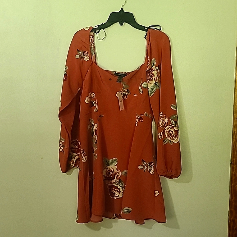 Forever 21 Woven Dress, Size Large, Color Mauve/Multi